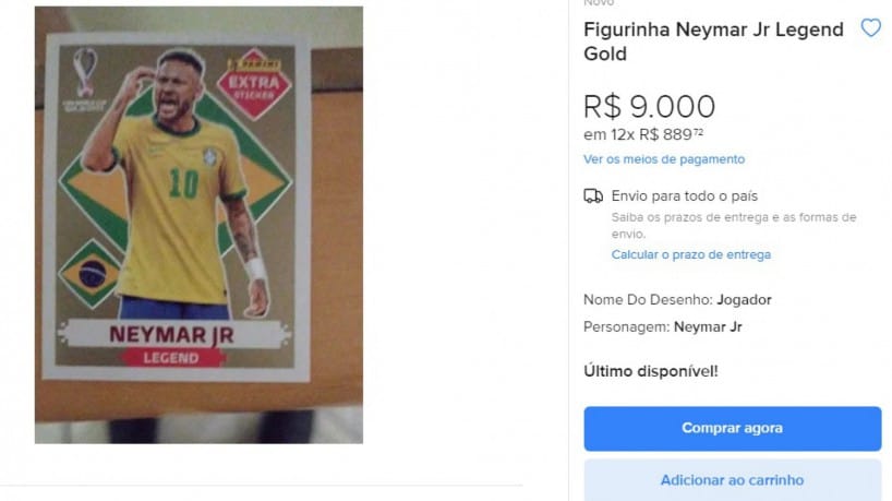 Jovem recebe ofertas de relógio e cães por figurinha rara de Neymar