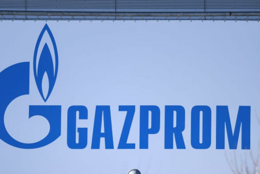 Logo do gigante de energia Gazprom, da Rússia