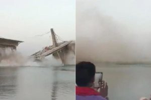 Índia: Parte de ponte suspensa desmorona durante construção