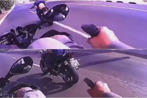 Vídeo: PM em moto sobe em calçada em alta velocidade durante perseguição
