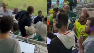 Briga entre jornalistas e torcedores do Palmeiras