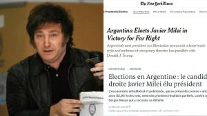 A vitória de Javier Milei no segundo turno das eleições da Argentina alcançaram repercussão na imprensa internacional.