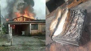 Um triste incêndio atingiu casa na cidade de Joinville, porém, apenas um item permaneceu praticamente intacto: uma bíblia sagrada