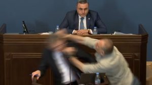 Dois deputados da Geórgia se envolveram em uma briga física durante uma sessão que estava ocorrendo no Parlamento do país.
