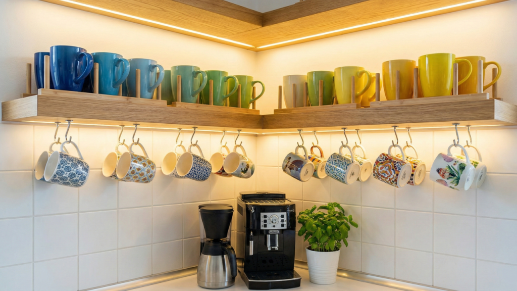 Cantinho das canecas: como organizar e decorar o espaço do café que traz vida e cor para a casa