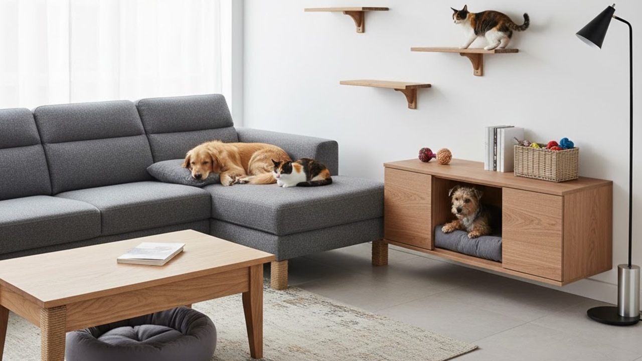 Sala pet friendly combina durabilidade, conforto térmico e aconchego para toda a família